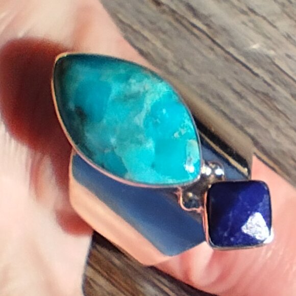 Jay King DTR mine finds turquoise Lapis ring size 9 sterling Silver 925 - Picture 5 of 9